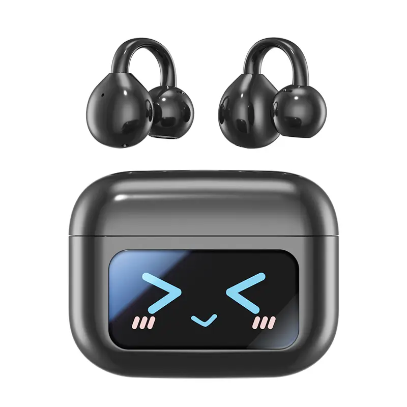 PIXNMO Clip On Ear Headphones with LCD Full Color Touch Screen, Bluetooth 5.4 Waterpfoof Earbuds, Audio Wireless Headphones for Music & Phone Calls,back to school,back to school haul