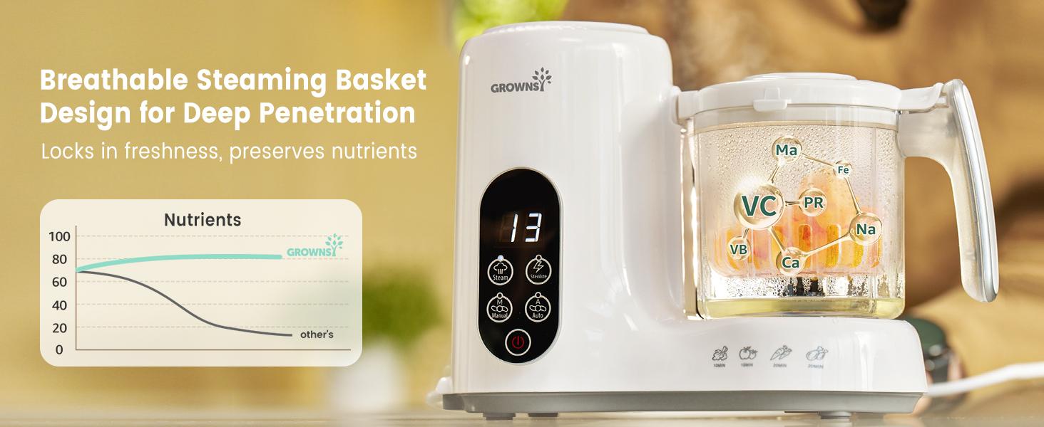 Grownsy Baby Food Maker with Steam Basket, One Step Baby Food Processor Steamer Puree Blender, Auto Cooking & Grinding,Baby Food Puree Maker with Self Cleans Grownsy Baby Food Maker with Steam Basket, One Step Baby Food Processor Steamer Puree Blender, Auto Cooking & Grinding,Baby Food Puree Maker with Self Cleans