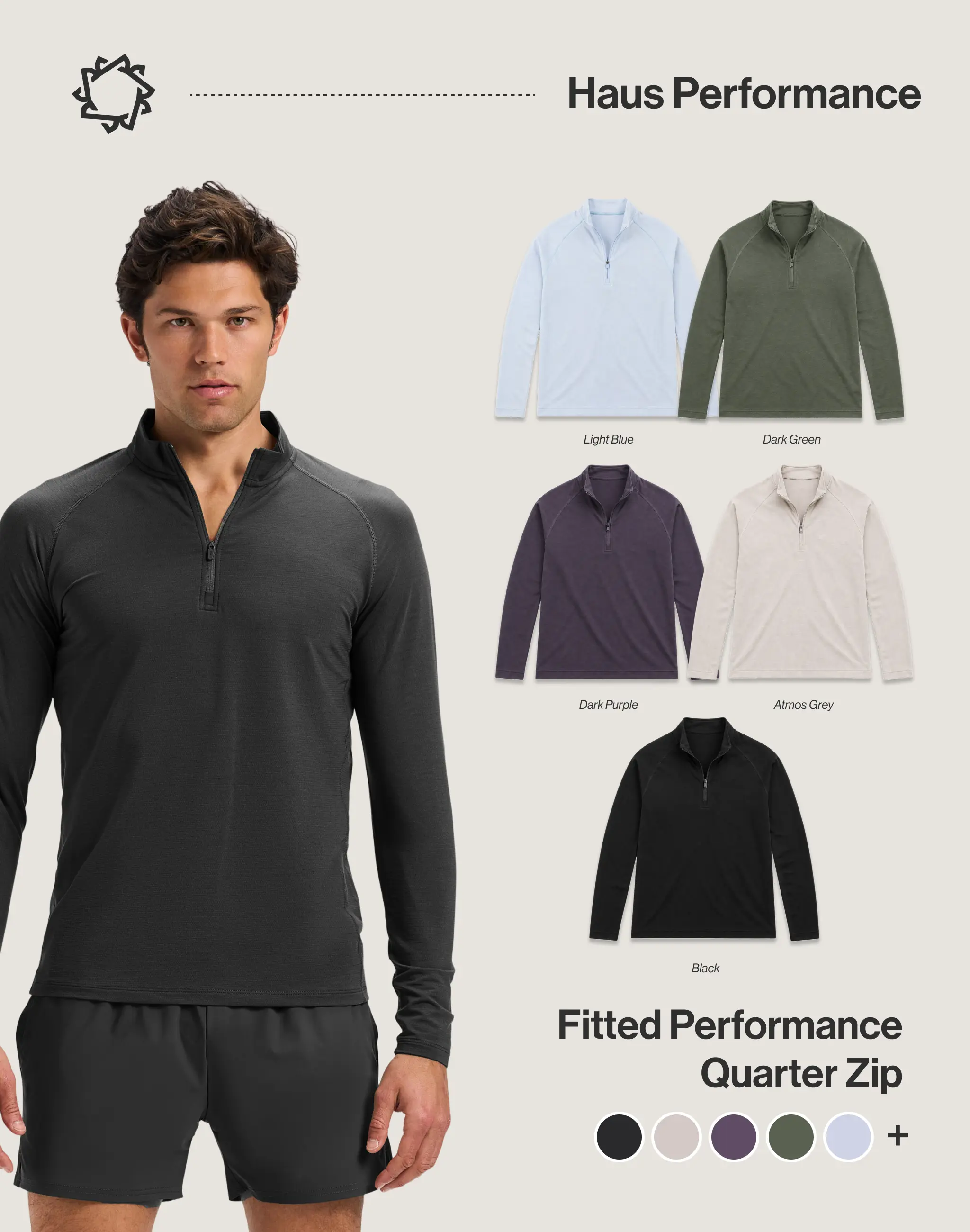 Haus | Fitted Performance Quarter Zip | Breathable Lightweight All-Day Athletic Pullover