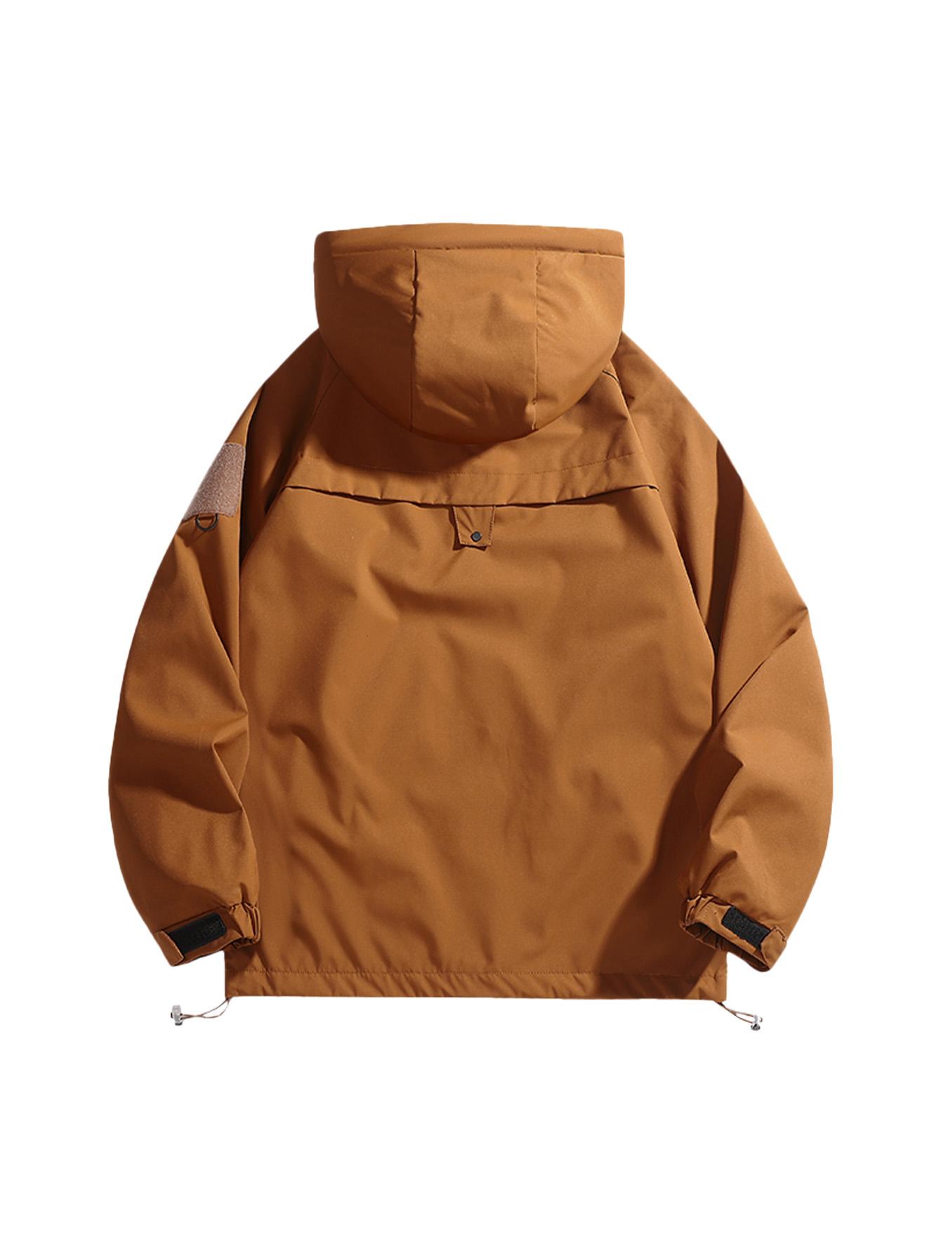 CCCMAI Men's Windbreaker Jacket with Hood Zippered Pockets & Adjustable Drawstrings Regular Fit Spring Fall Outdoor Workwear for Hiking Camping Casual Wear Hiking Gear Functional Design Durable Fabric