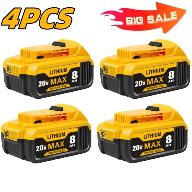 8.0Ah Lithium Battery Replacement for Dewait 20V Battery Lithium-ion MAX DCB200 DCD/DCF/DCG/DCS Series dewait batteries
