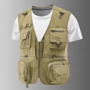 2026 New Outdoor Photography Vest/Waistcoat with Multiple Pockets — Customizable Workwear for Fishing and Leisure, Model 8512, Sizes 168/1808