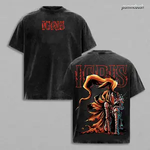 Limited Edition IGRIS T-Shirt - Shadow Soldiers Sung Jin-Woo Solo Leveling T-Shirt Anime Double Printed Oversize Lightweight Acid Washed Graphic Tee Gift For Anime Fan