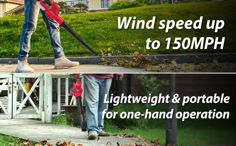 PowerSmart Cordless Lightweight Electric Leaf Blower, 20V with 2pcs 2.0Ah Battery and Charger, for Lawn Care, Patio, Yard, Gutter,Quick Charge,High Output,Ergonomic Handle, Portable, Comfort Grip(PS76101B PS76101A-2B), soplador, soffiatore