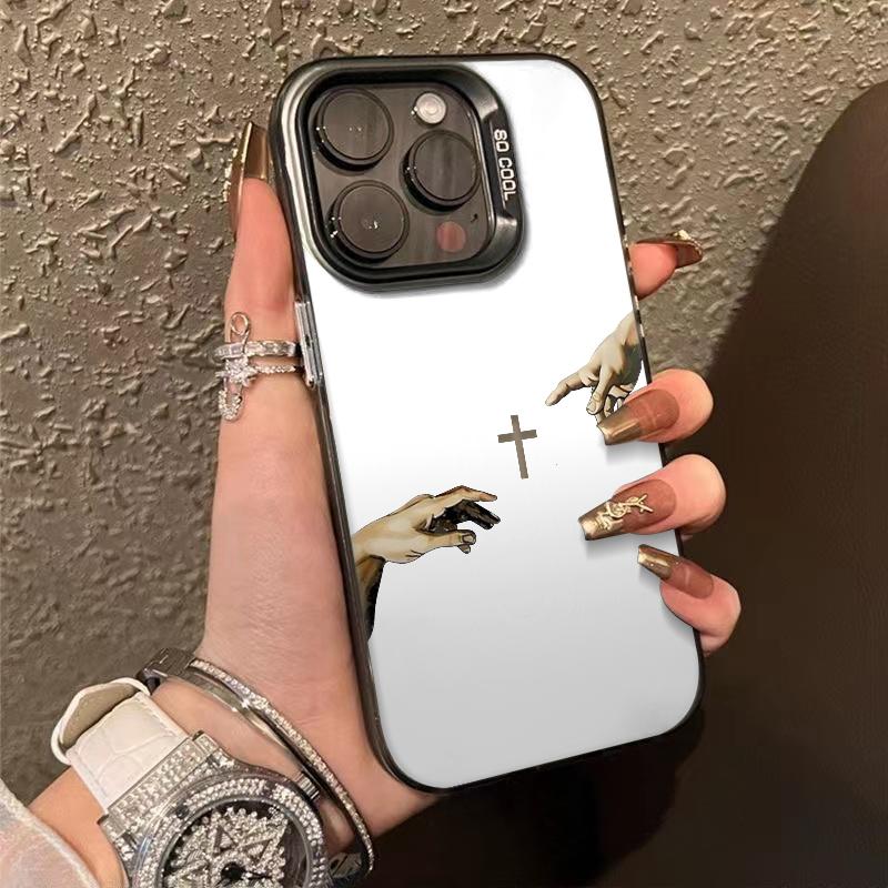Jesus Cross Pattern Phone Case Fashion TPU Laser Craft Anti-Drop Cover for iPhone 17 16 15 14 13 12 11 & Samsung Galaxy S25 S24 S23 S22