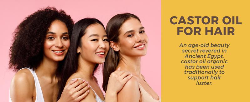 Viva Naturals Organic Castor Oil, Cold-Pressed, 16 fl oz – For Face, Hair, Eyelashes, USDA Organic, Non-GMO - With Beauty Kit