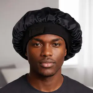 Silk Bonnet for Sleeping Double Layer Satin Bonnet Adjustable Bonnets for Black Women Sleep Cap Reversible Hair Bonnet for Curly Hair (Black) school gift Sleeping Bonnet satin adjustable strap