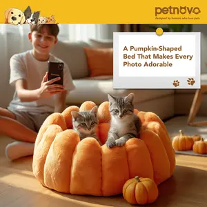 petnovo Faux rabbit fur pumpkin cat bed, fully machine washable