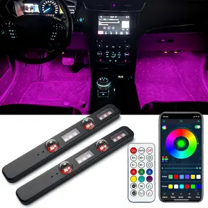 2 PCS Wireless Car LED Lights,Smart Car Interior Lights with App Control, RGB Lights with DIY Mode and Music Mode, 2 Lines Design LED Lights for Cars with Car Charger,Decoration Light for Car & Room