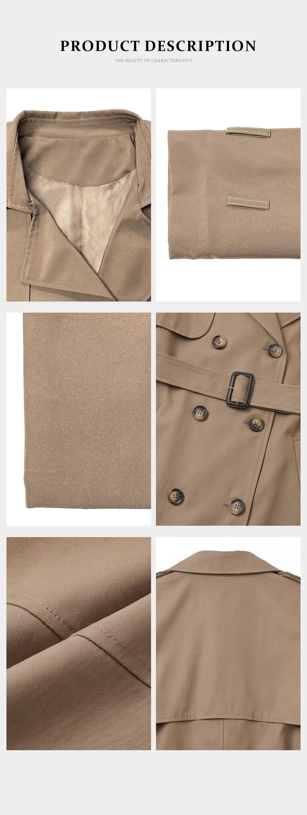 KatchMe Women's Versatile Solid Color Notch Lapel Double Breasted Detachable Belt Trench Coat, Fall & Winter Wrap Tie Waist Outerwear Jacket, Mid-Length Trench Coat(2)