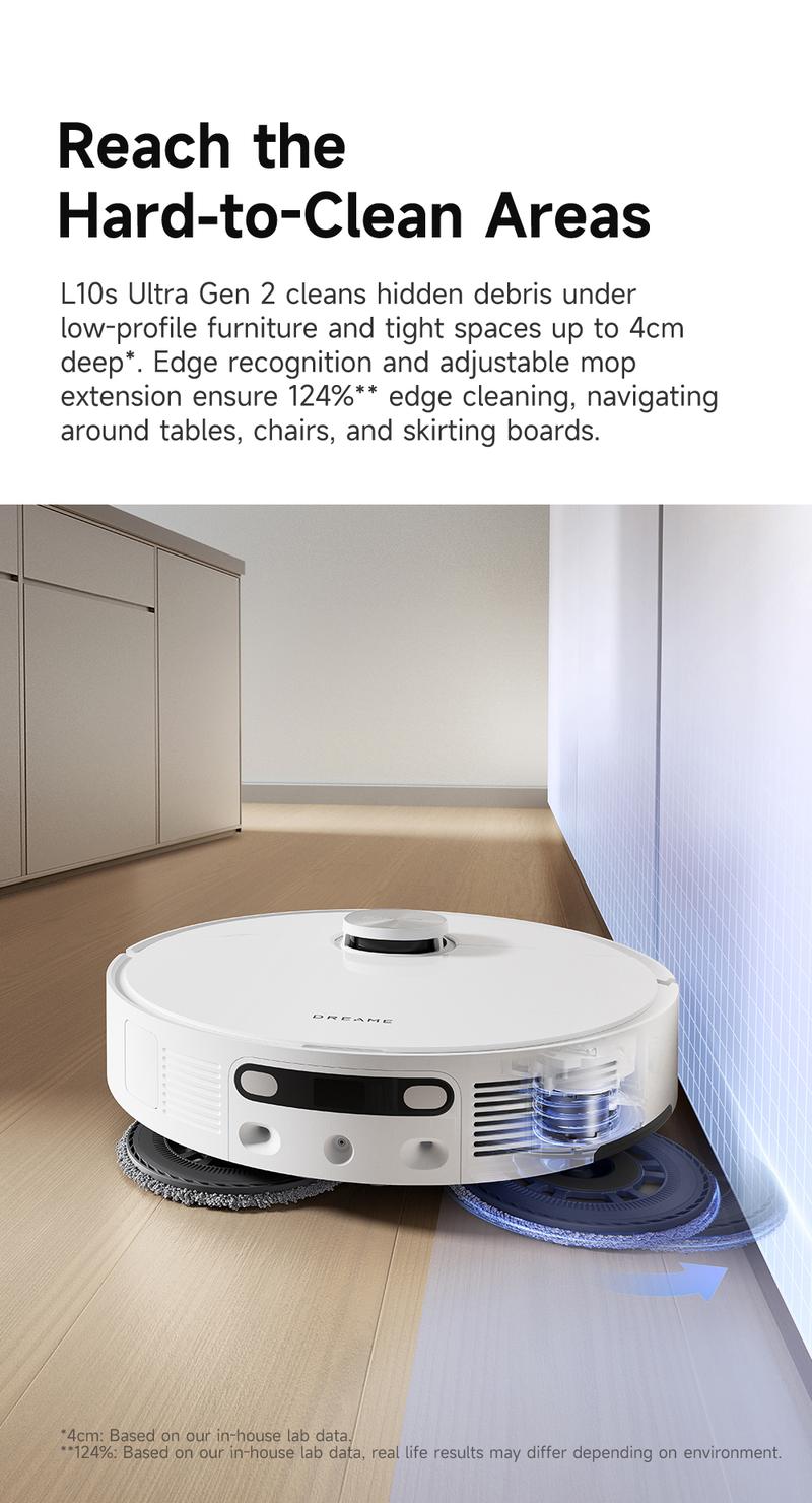 DREAME L10s Ultra Gen2 Robot Vacuum and Mop Combo 10000Pa Suction AI Navigation Auto Mop Cleaning Self Refilling Base for 60 Days Cleaning