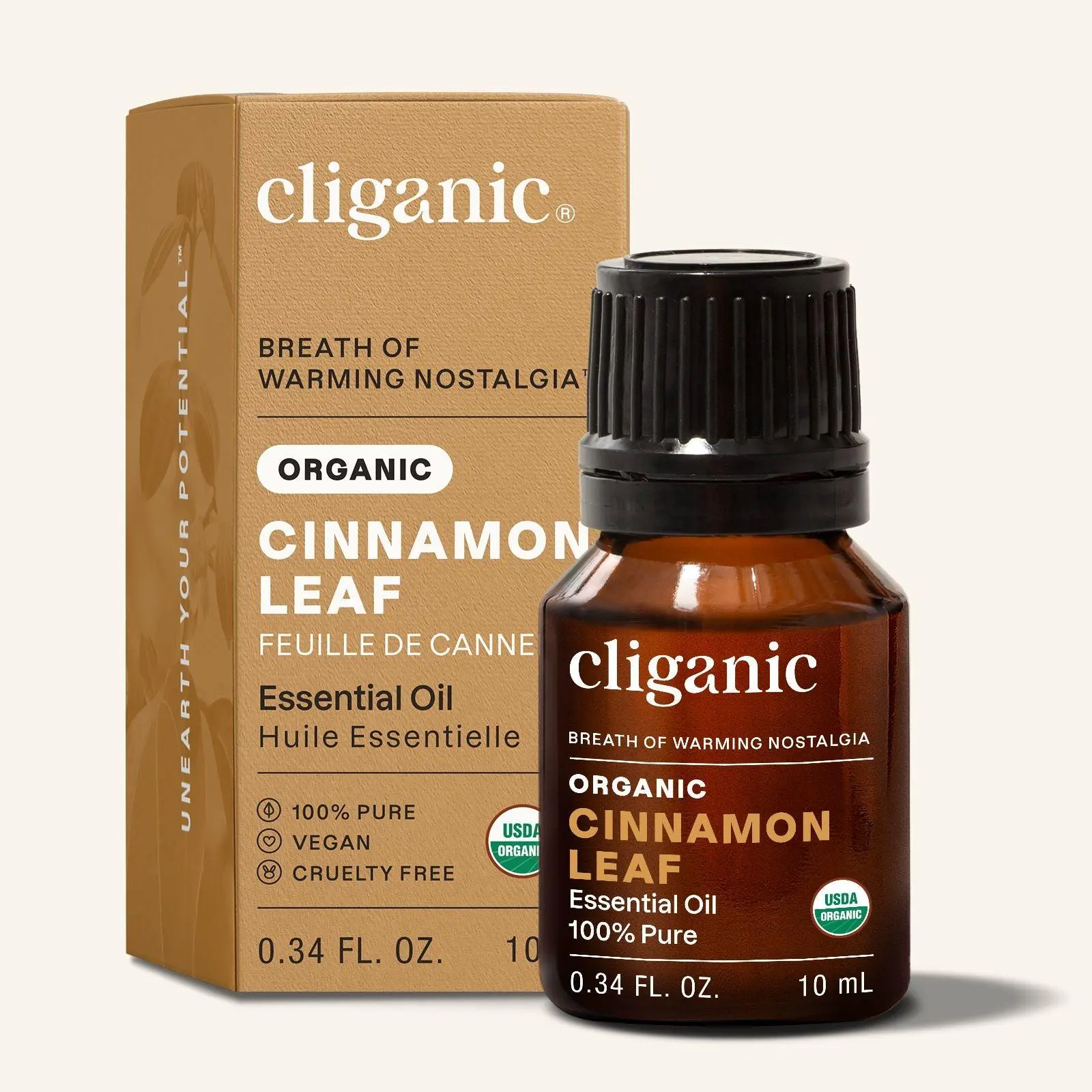 Cliganic Organic Cinnamon Leaf Essential Oil 100% Pure Natural for Aromatherapy Non-GMO Verified (Packaging May Vary)