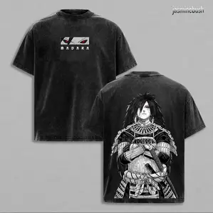 Uchiha Madara x Naruto Anime Double Printed Washed Tee Unisex Oversize Anime Manga Lightweight Cotton T-Shirt, Gift For Anime Fan Lover , Madara Fan , Madara Shirt , Naruto Merch