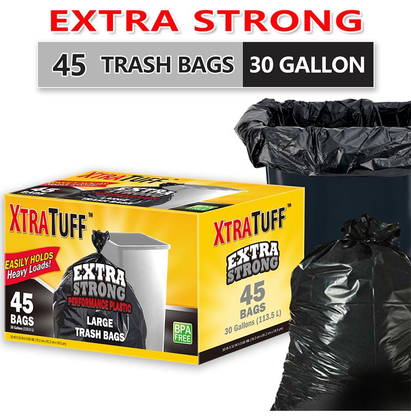 45 Bags 30 Gallon Black Disposable Large Trash Bags For Large Kitchen Trash Can, UltraStrong 45 Count 113.5L Multipurpose Cleaning Supplies For Industrial, Garden, Home,Commercial -Durable, Leak-Proof, Easy To Use Garbage Bag