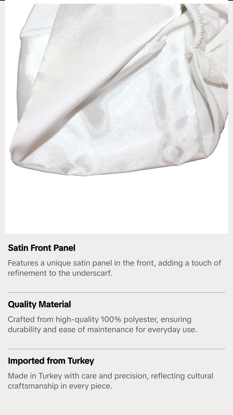 Firdevs Satin Hijab Bonnet Underscarf White