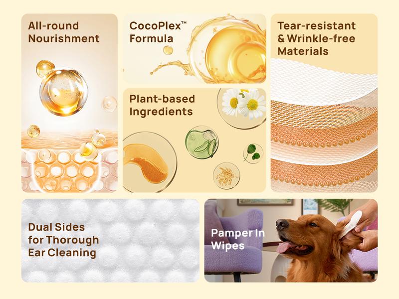 【February Faves】HICC PET Ear Finger Wipes Gentle Daily Cleaner with Coconut Oil Natural Wipes  – Anti-Itch & Odor Control – Safe for Puppies, Dogs & Cats – 50ct 100 & 200 Pad#petlife Poodle