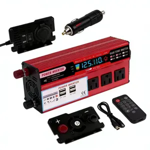 12V DC to 110V AC Power Inverter 5000W Peak, 3 AC Outlets & 4 USB Charging Ports for Vehicle, Boat, Road Trip