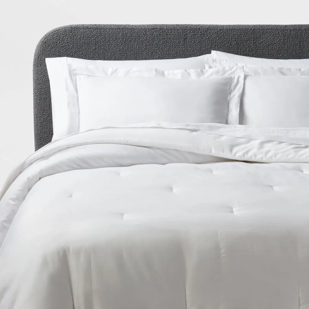 Threshold Cotton Sateen Cozy Bed Comforter Set, Luxe Embroidered Bedding Set, Cozy Bedding Set