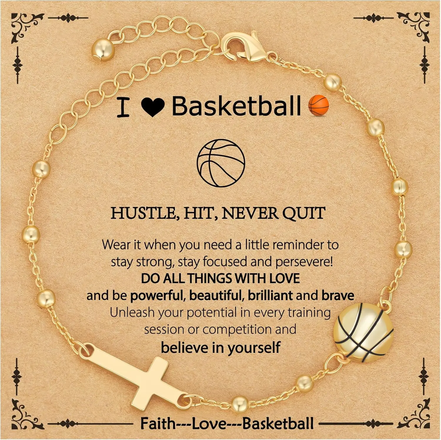 Softball/Volleyball/Soccer/Basketball Football Bracelet for Girls Women, 14K Gold Plated Cross Link Chain Sport Accessories Christian Jewelry Gifts for Teens Team Coach Players