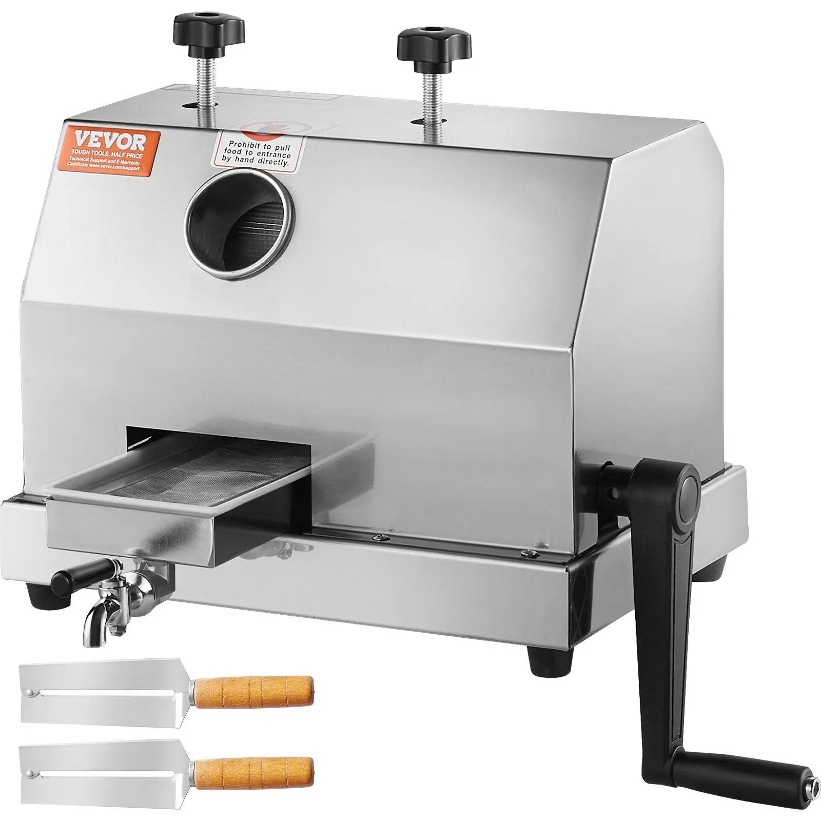 【Summerfinds】VEVOR Commercial Manual Juicer Hand Press, 110lbs/h Rate Food Juicer with 3 Stainless Steel Rollers, 2.4-inch Large Inlet & Adjustable Gaps for Commercial/Home Use, Sugarcane Juicer