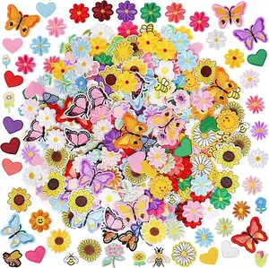 120pcs Iron on Patches Flower Star Butterfly Heart Iron on Embroidered Patches Applique for Clothes Hats Jeans Jackets Backpacks Decorative Embroidered Patch Jeans, Bags, Clothes bedazzling kit fly digi
