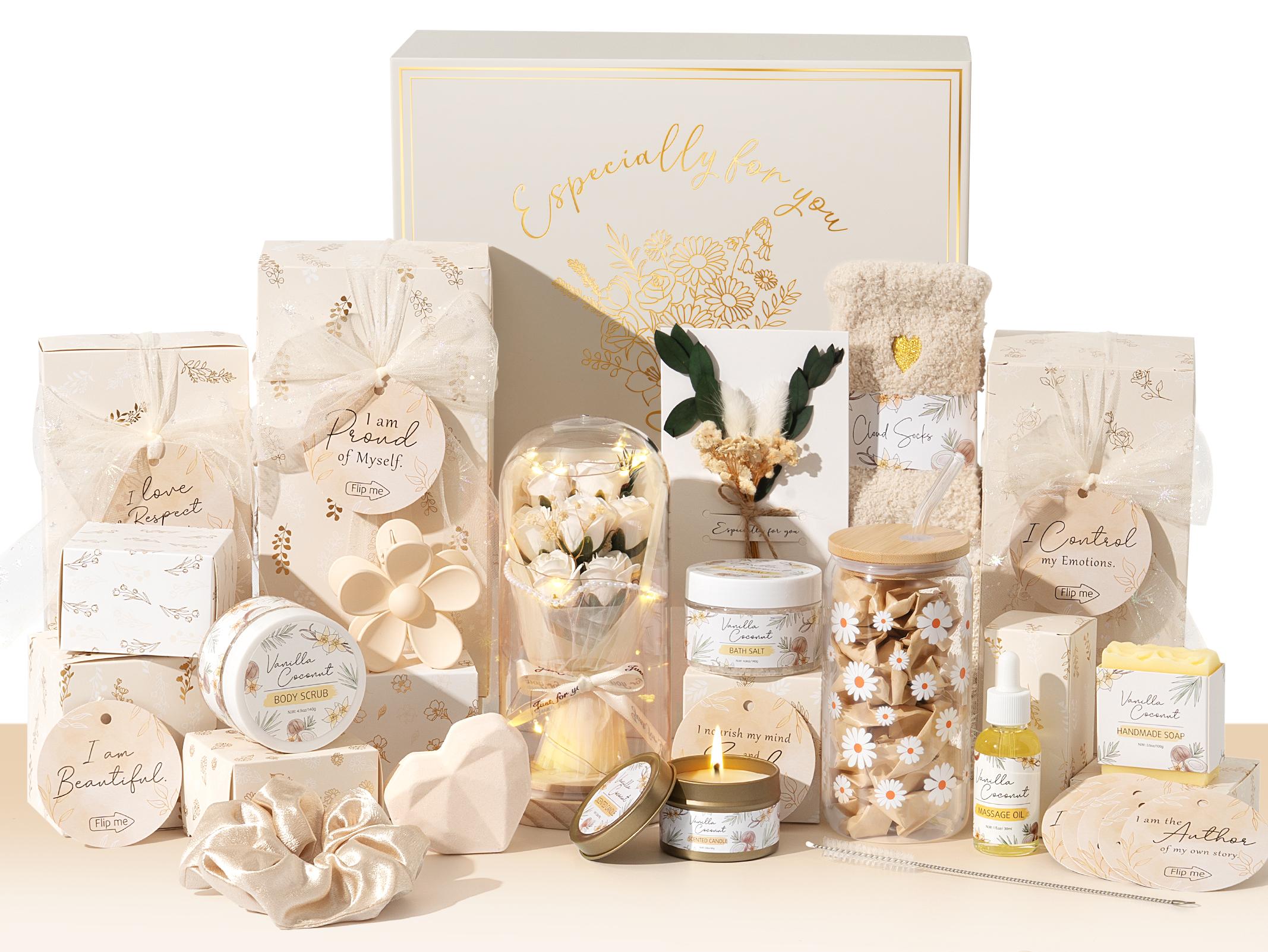 MAYICIVO Valentine's Day Gifts for Women – Birthday-Wrapped Gift Basket for Teen Girls, Filled with Trendy Items & Fun Empowering Challenge Tasks, Perfect Self-Care Spa Set for Mom, Wife, Daughter, Niece, or Sister