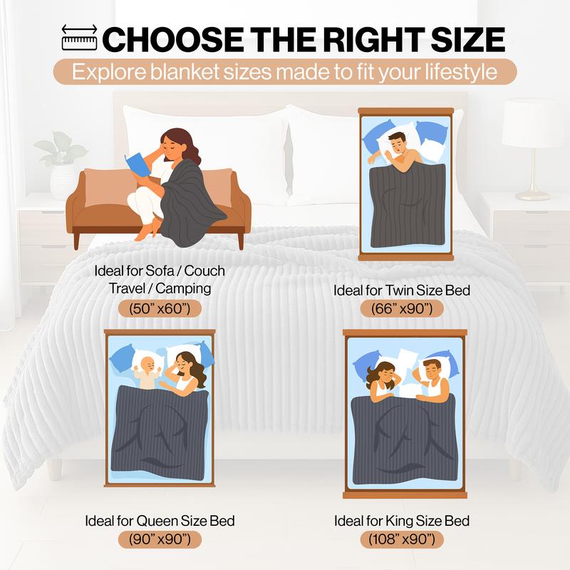 Lux Decor Ultra Soft Striped Throw Blanket - Gentle. Lightweight, Cozy 3cm Stripe Design Fleece Throw -Stress Relief All‑Season Blanket for Bed, Couch, Travel & Camping, Classic Stripe Design - Home Decor - Plush Gift Idea