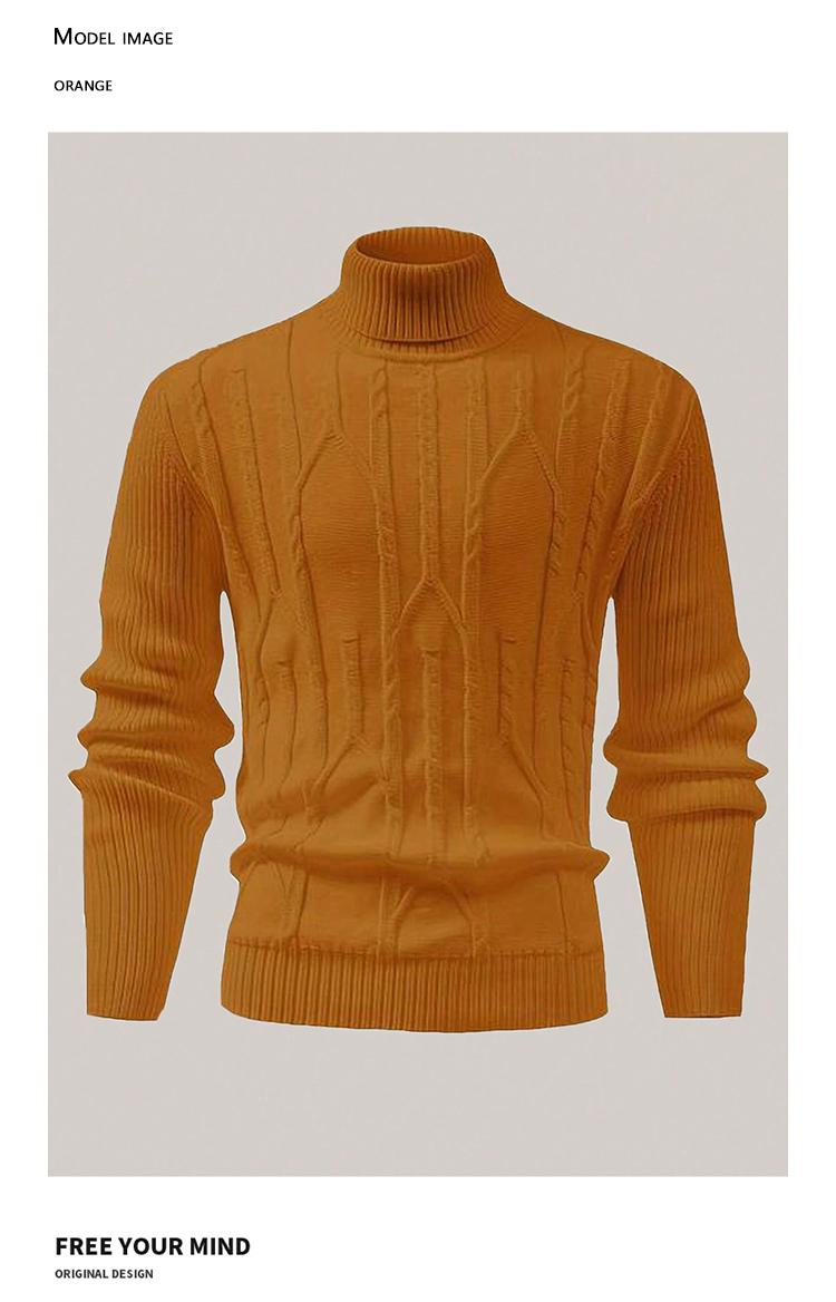 Men's winter long sleeved high neck knitted warm solid color base sweater for autumn and winter, trendy and versatile high street clothes for men Men's winter long sleeved high neck knitted warm solid color base sweater for autumn and winter, trendy and versatile high street clothes for men