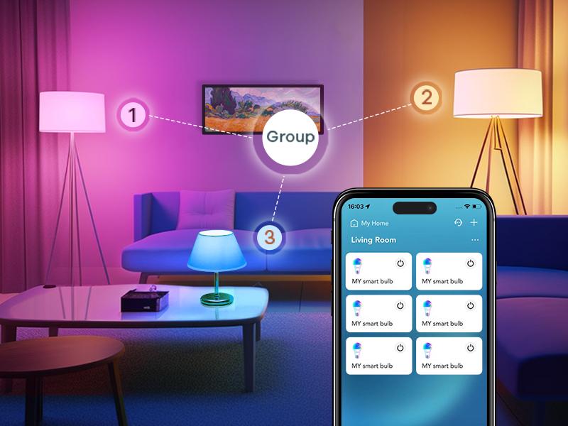 Linkind Matter Smart RGB Bulb 60W with Voice & APP Remote Control, Music Sync, Color Changing,Smart Bulbs Work with Apple Home/Siri/Google Home/Alexa