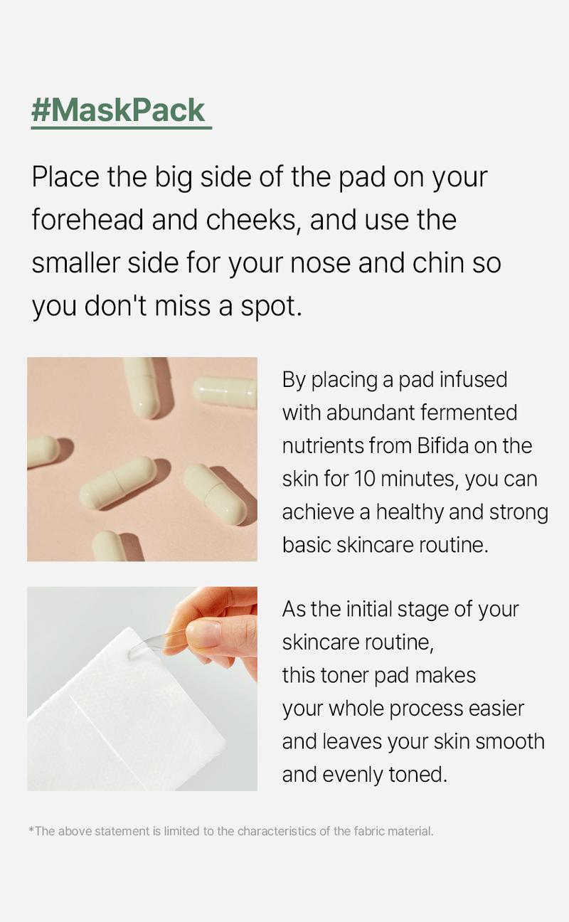[mixsoon Official Shop] Bifida Toner Pads 9.46 fl.oz / 250ml / 120 Sheets - Hydrating & Rejuvenating Toner Pads, Korean Skin Care