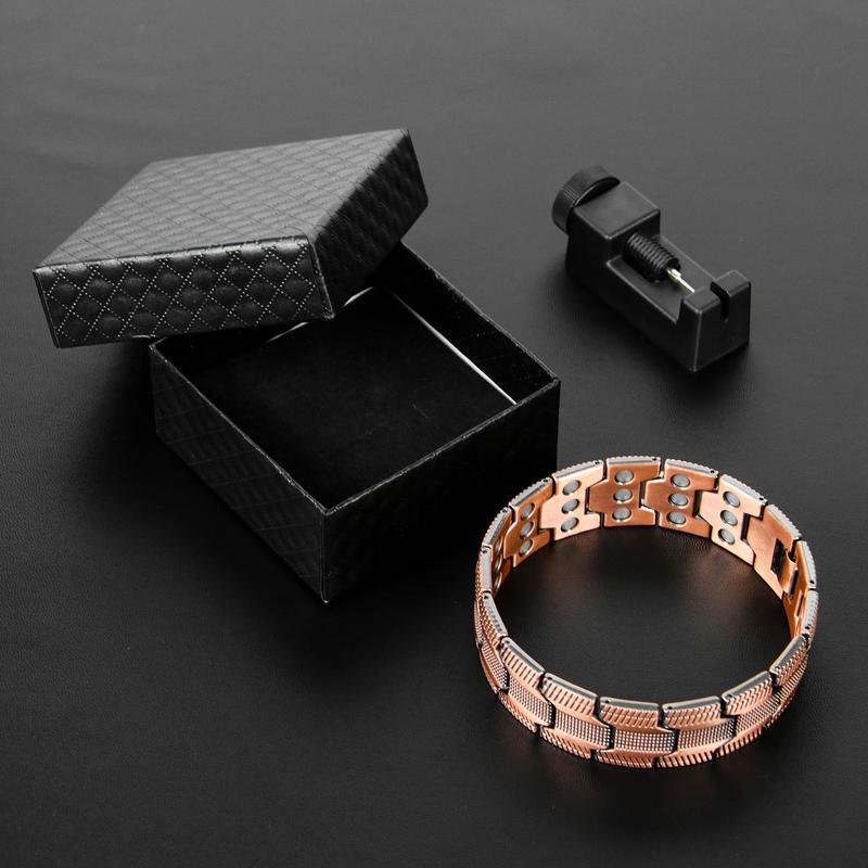 Men’s Magnetic Therapy Bracelet – 99.9% Pure Copper, 3500 Gauss Magnets, Adjustable with Tool, Hypoallergenic. Stylish Wellness Gift for Him.