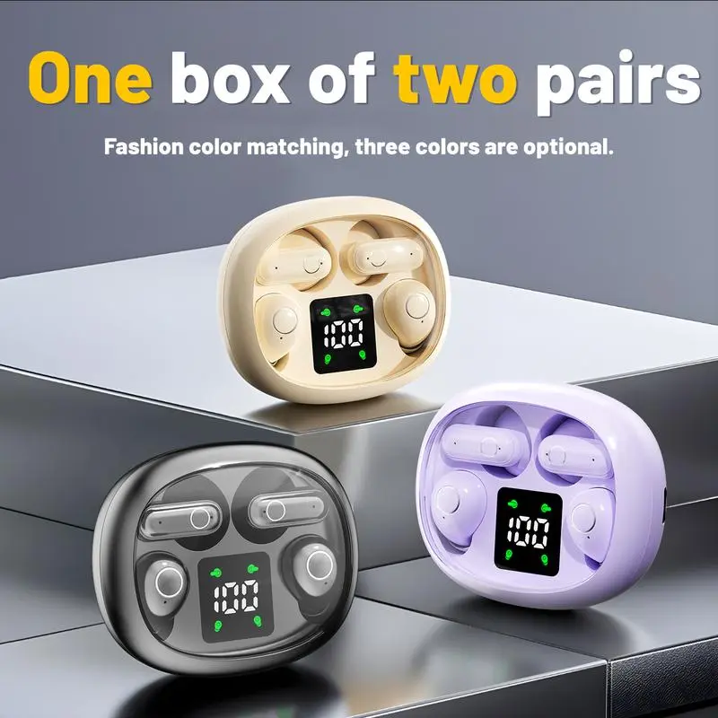 MASHUKO 2-Pair True Wireless Bluetooth Earbuds - Lightweight Audio Earbuds, Invisible Mini Short Handle Headset, Waterproof with Mic for Hands-Free Calls, Sports & Work