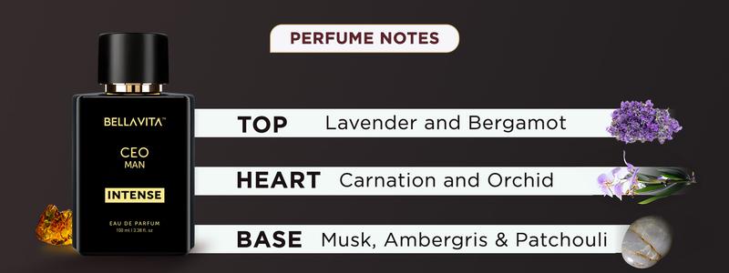 BellaVita Luxury's CEO Man Intense |  EDP | Lavender, Carnation & Patchouli | Long Lasting | 18% Perfume Oil Concentration | 3.38 Fl.oz