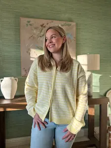 Yellow Striped Cardigan Hoodie