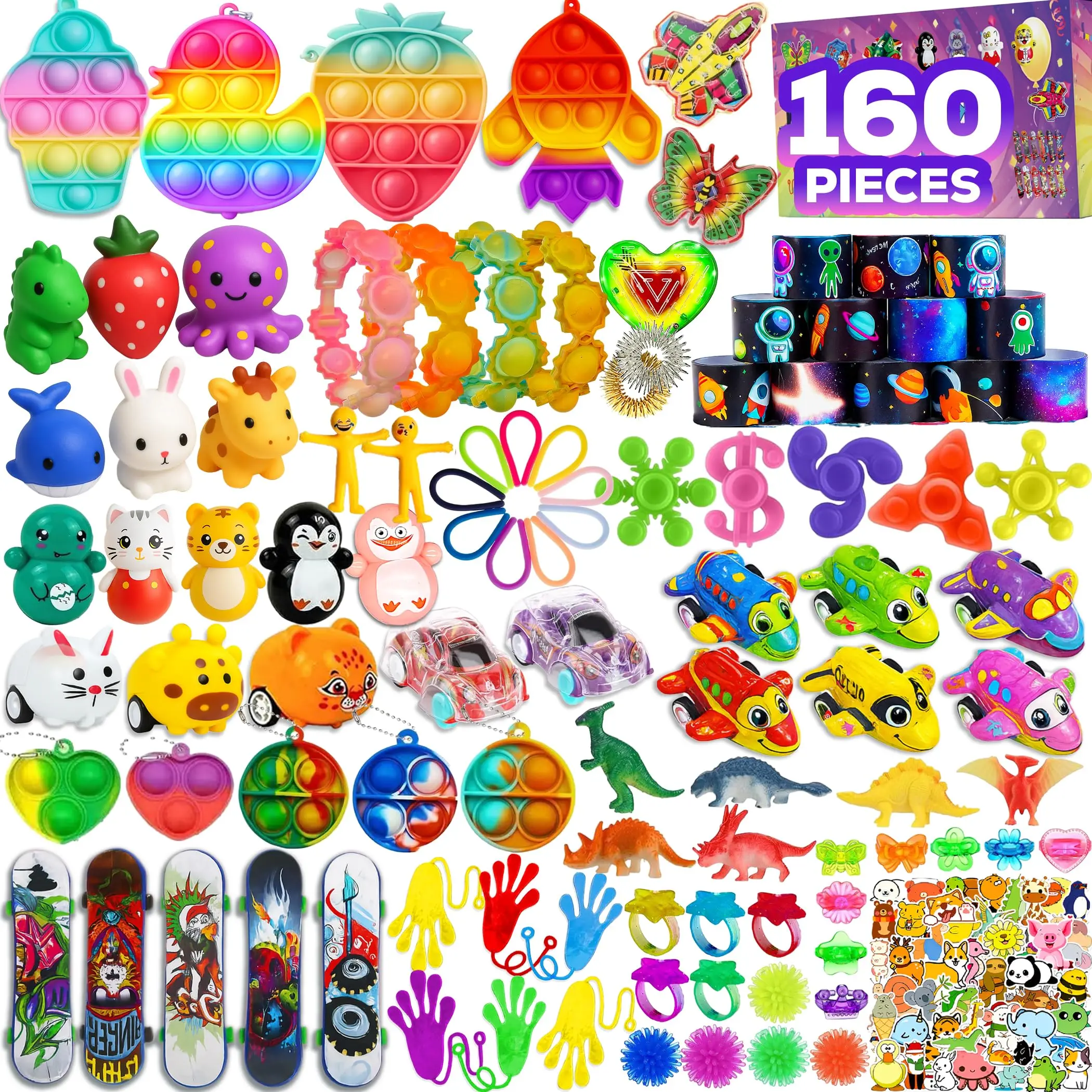 160 Pcs Fidget Toys Party Favors Pack, Sensory Toys, Goodie Bag Fillers, Classroom Prizes, Birthday Party Gifts for Kids and Adults
