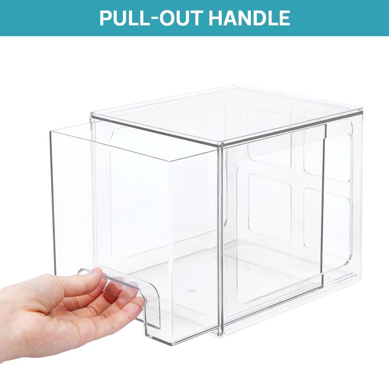 [Live Only] Vtopmart 6-8 Pack Transparent Stackable Drawer Organizer for Kitchen, Pantry, Makeup, Bathroom Storage Bins, Valentines Gift Ideas