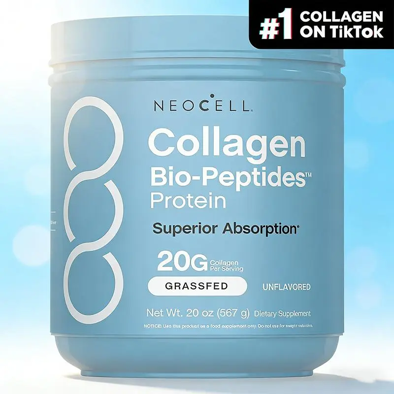 NeoCell Collagen Peptides Powder 20oz, Grass‑Fed Protein Nutritional Powder, Enriched with 18 Vital Amino Acids