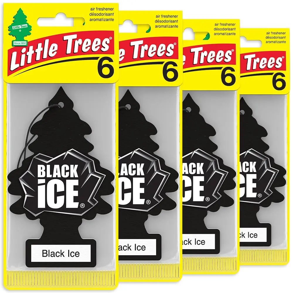 LITTLE TREE Car Air Freshener - Accessories for Car, Black Ice Woody Aromatic Scent, 24-Pack Long-Lasting with Sandalwood, Bergamot, Lemon Notes, Masculine Fragrance, Proprietary Technologies for Auto, Home, Auto Accessories