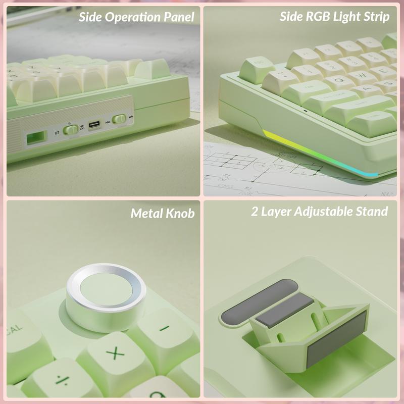 SOLAKAKA KI99 Pro Silent Wireless Mechanical Keyboard Quiet Switch Hot Swappable Silent Keyboard with RGB Backlit Gasket Structure Computer Gaming Keyboards Avocado Green