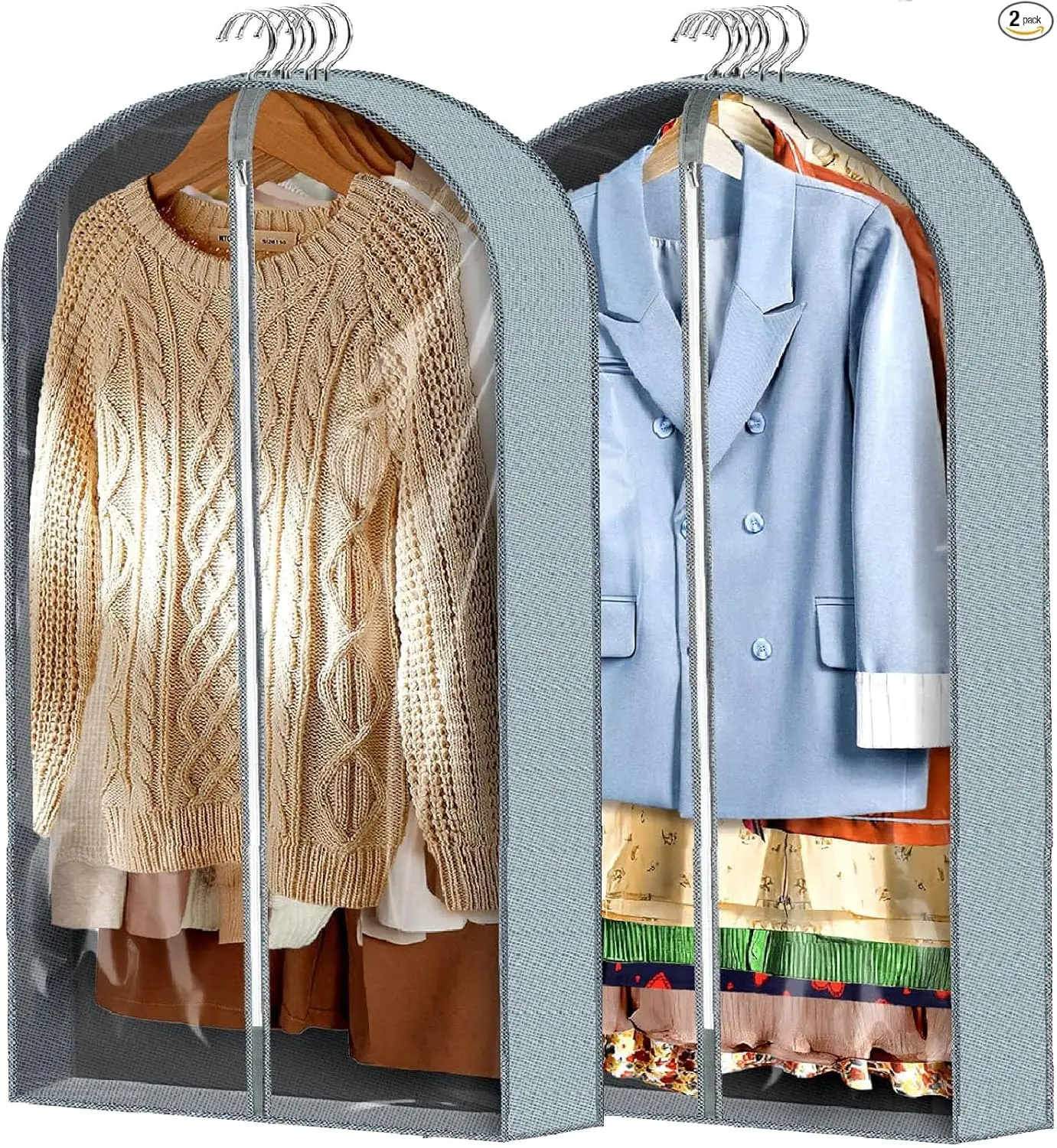 Garment Bags for Hanging Clothes, Clear Suit Bags for Closet Storage, Clothing Covers with 4" Gussets for Coats, Jackets, Shirts, and Sweaters Dustproof Design