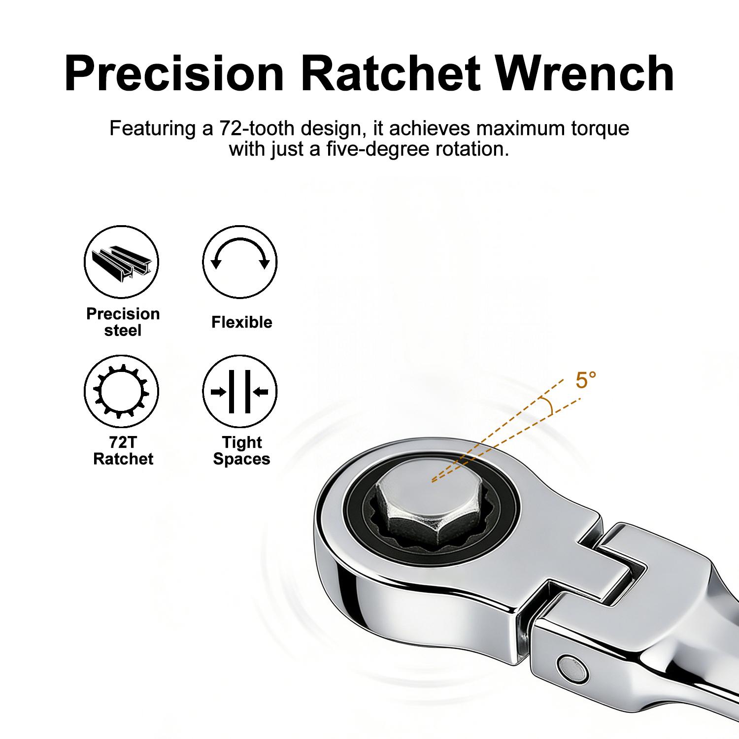 PUKEGM 10mm Ratchet Wrench Keychain Flex Head 72-Tooth Mechanic Gift (Neo Chrome Plating)