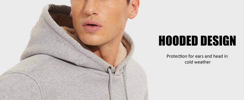 MAGCOMSEN Men's Heavy Hoodie Sherpa Fleece Lined Pullover Thick Spring Winter Hooded Sweatshirt Fallfreshness Outdoorfun