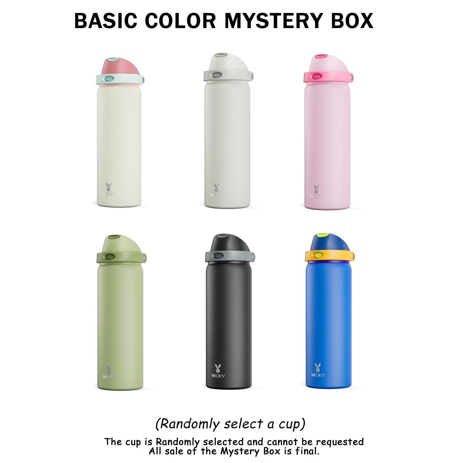 【Meoky Mystery Box Sports Cup】24oz/32oz/40oz Water Bottle with Straw & 2-in-1 Lid ， Stainless Steel thermos cup，Leak Proof, Keeps Cold 24H, BPA-Free, Protective Silicone Base for Sports, Gym, Travel & School,Mystery Cup