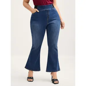 【Y2K】【Pocket Approved】BLOOMCHIC Plus Size Tapered Stretchy Waist Bootcut Jeans [M-6X] 2026 Summer Vibes Swimweek