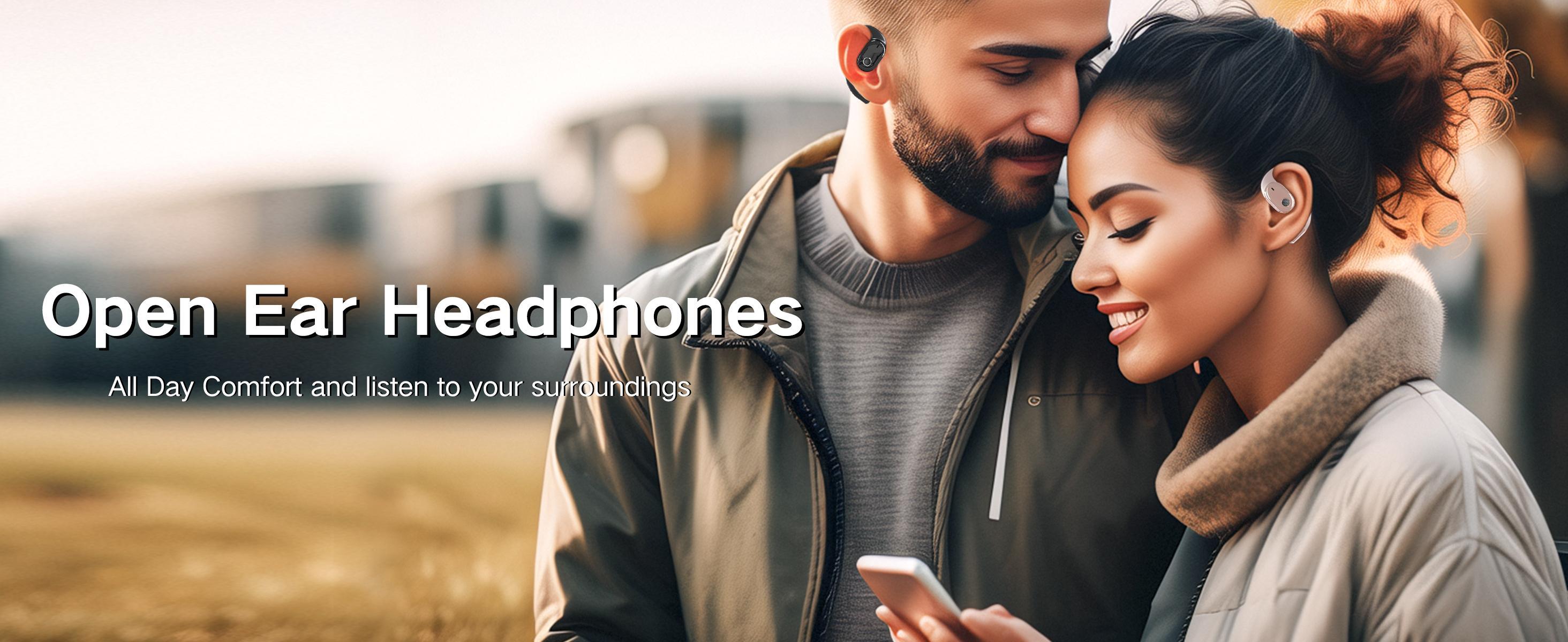 ZIHNIC Headphones,True Wireless Open Ear Earbuds Bluetooth 5.4, IPX5 Waterproof,35Hrs Playtime,On Ear Headphones Immersive Premium Sound Long Distance Connection Headset with Charging Case,Light-Weight Headphones Built-in Microphone