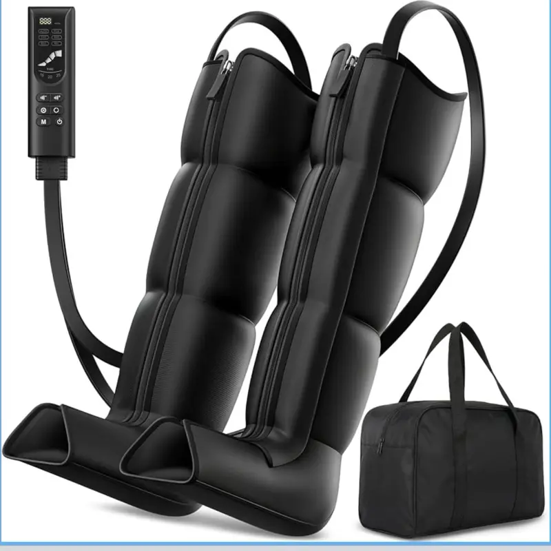 Leg Compression Massager Recovery System - Full-Leg Compression Boots with 8 Intensity 6 Modes for Circulation & Muscle Relief, FSA-HSA Eligible, Gifts for Men & Women, Black Medium