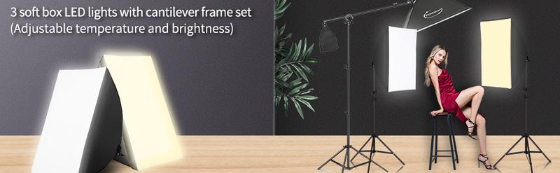 VINGLI 45W Dimmable LED Light with Double Color Temperature Continuous Lighting Studio Kit,3 Packs 20x28 Inches Studio Softbox, for Photo Studio Portrait, Video Shooting VINGLI 45W Dimmable LED Light with Double Color Temperature Continuous Lighting Studio Kit,3 Packs 20x28 Inches Studio Softbox, for Photo Studio Portrait, Video Shooting