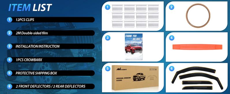 Nilight in Channel Window Deflectors for Chevy Silverado/GMC Sierra 1500 Crew Cab 2014-2018,Silverado/Sierra 2500HD-3500HD Crew Cab 2015-2019 Rain Guards,Vent Window Visors-4pcs dealsforyoudays