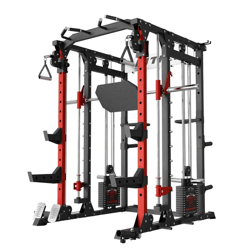 Red rack with weight stack set