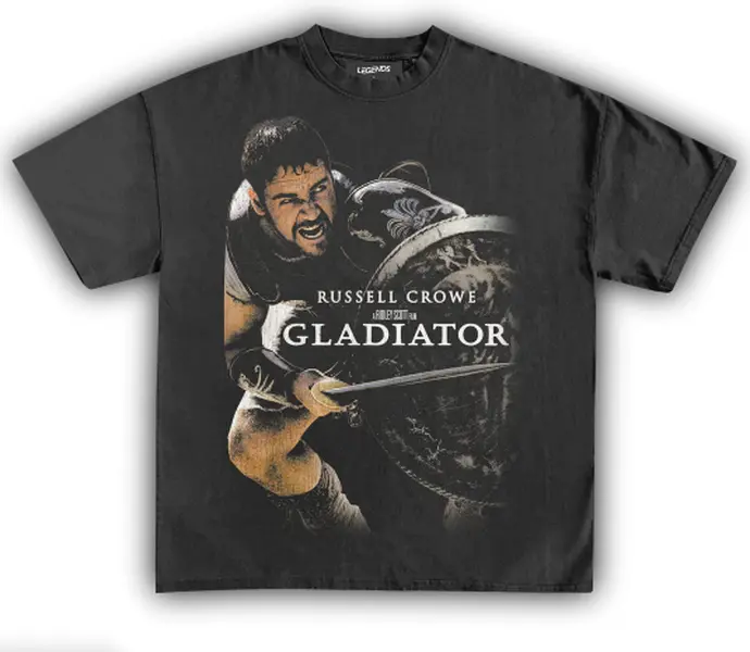 Gladiator Maximus T-Shirt Youth And Adult  Gift For Men Unisex, Retro Roman Warrior Epic Battle Vintage Graphic Tee, 2000 TEE, Men Gift Unisex Shirt Top Menswear Underwear Streetwear Crewneck